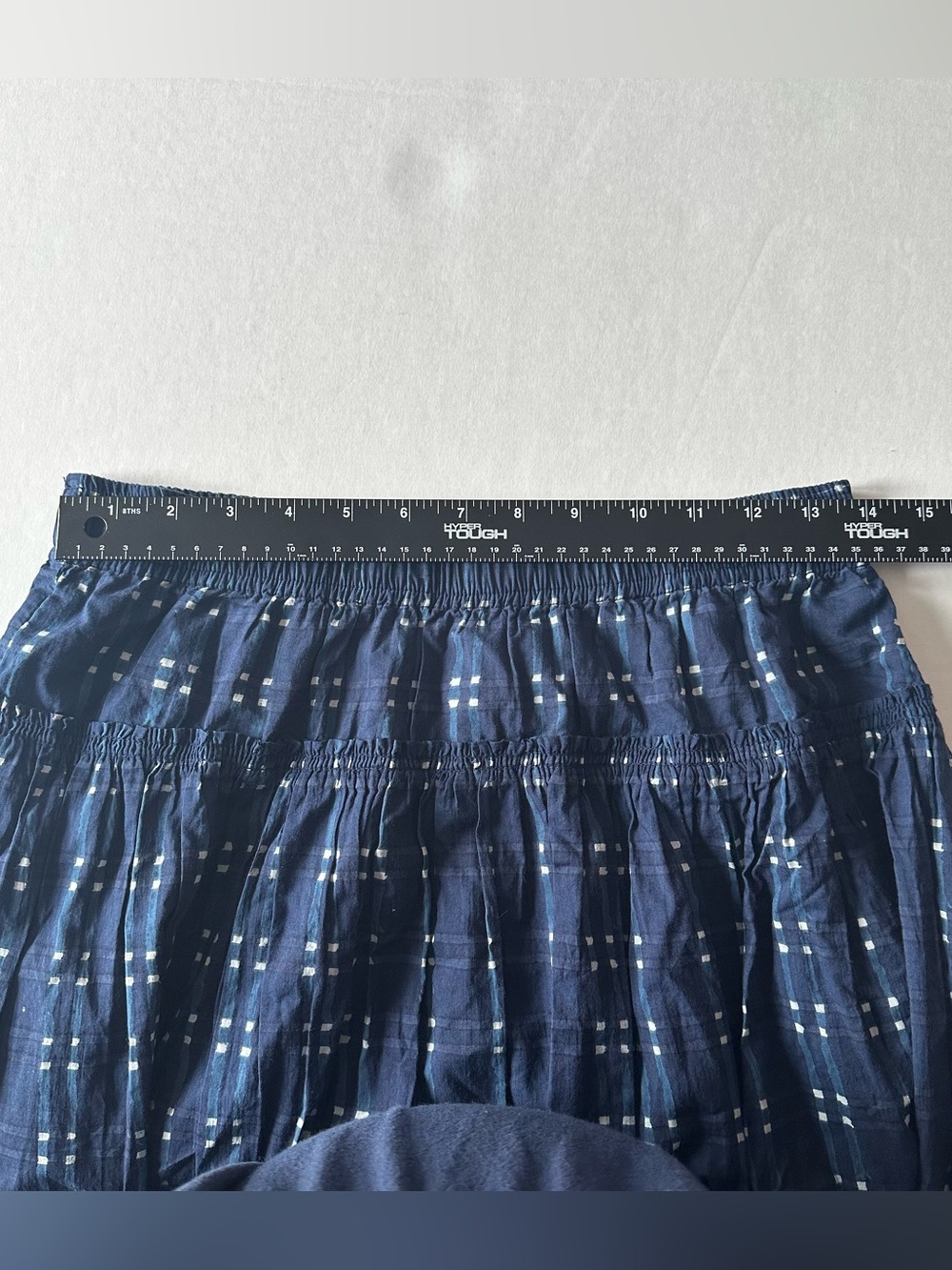Madewell Shibori Indigo Plaid Pull-onTiered Midi Skirt - Sz S Bohemian, Preppy - Picture 3 of 8